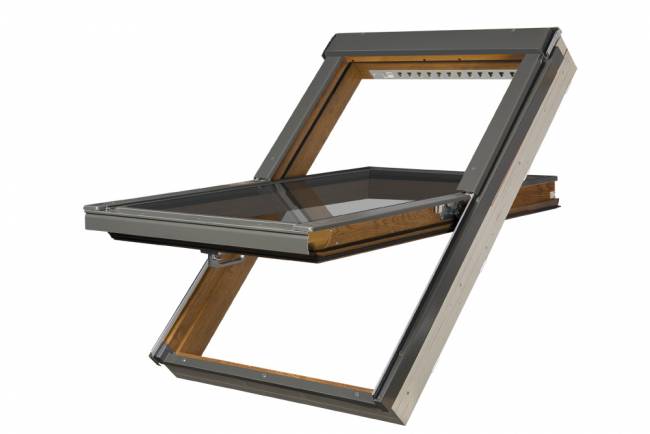 Ламинированное пластиковое мансардное окно PTP-V /GO U3 "Золотой дуб"