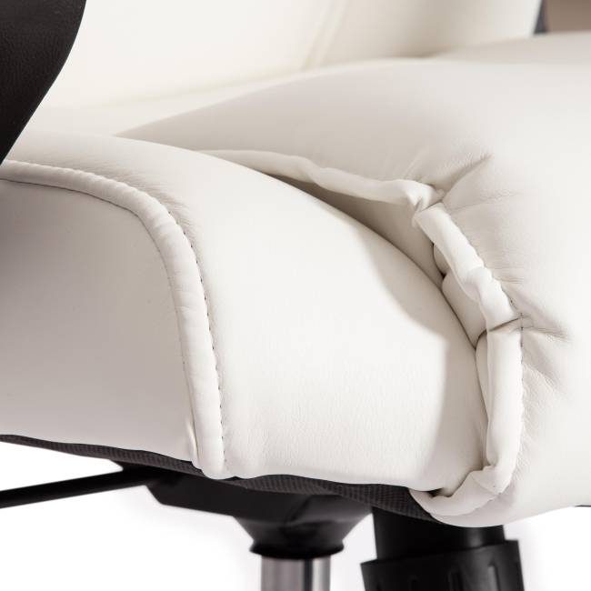 Кресло компьютерное Бергамо/Bergamo хром (22) кож/зам, белый, 36-01 белый кож/зам