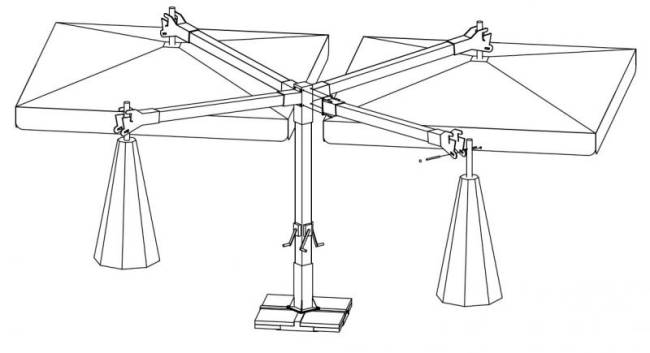 Зонт профессиональный четырехкупольный 6х6 м Alu Poker Dark антрацит, слоновая кость 6000х6000 мм Зонт профессиональный четырехкупольный 6х6 м Alu Poker Dark антрацит, слоновая кость 6000х6000 мм