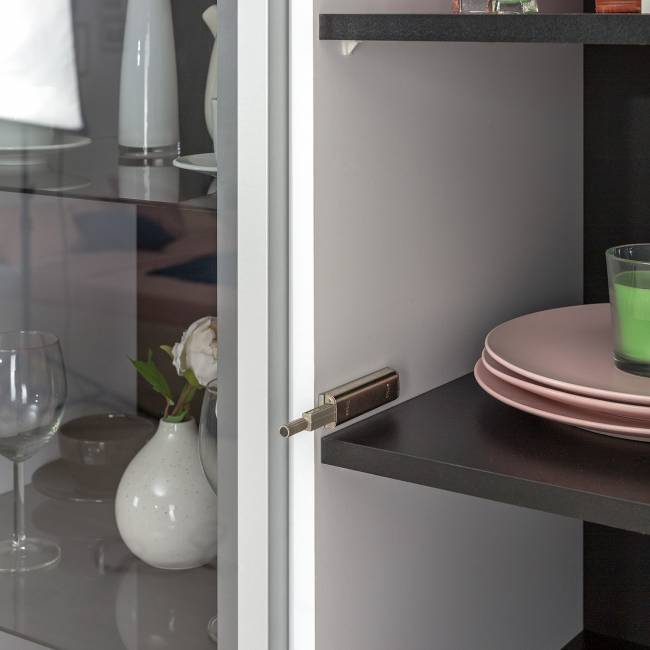 Шкаф Сидней 13.200 цвет белый/чёрный/МДФ белый глянец