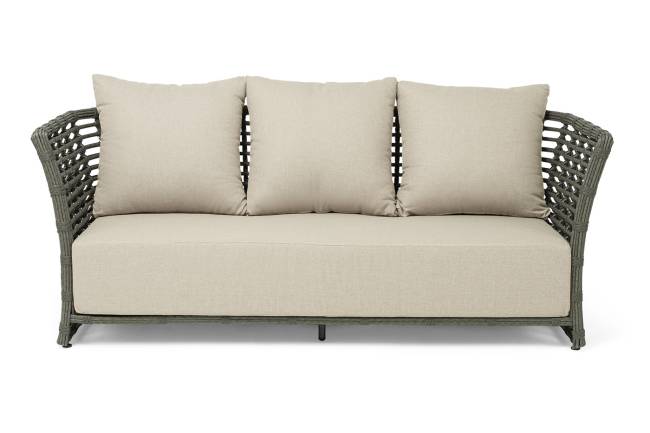 "Валенсия" диван из искусственного ротанга трехместный, цвет серый
