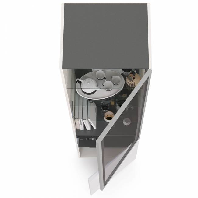 Шкаф-витрина Сидней 13.201 цвет белый/чёрный/МДФ белый глянец