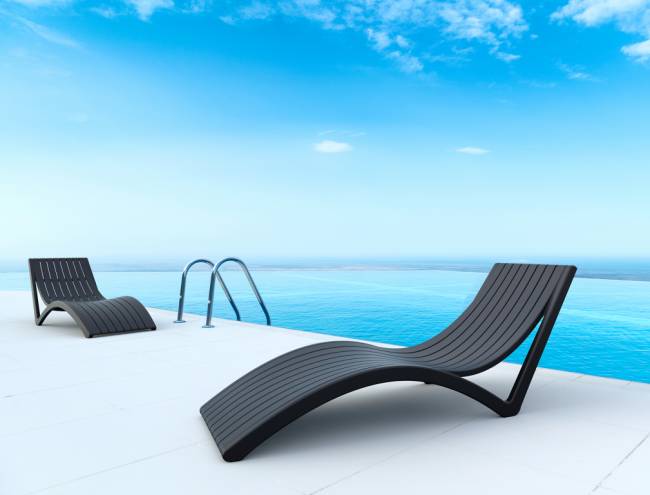 Шезлонг-лежак пластиковый Slim черный 1800х720х700 мм