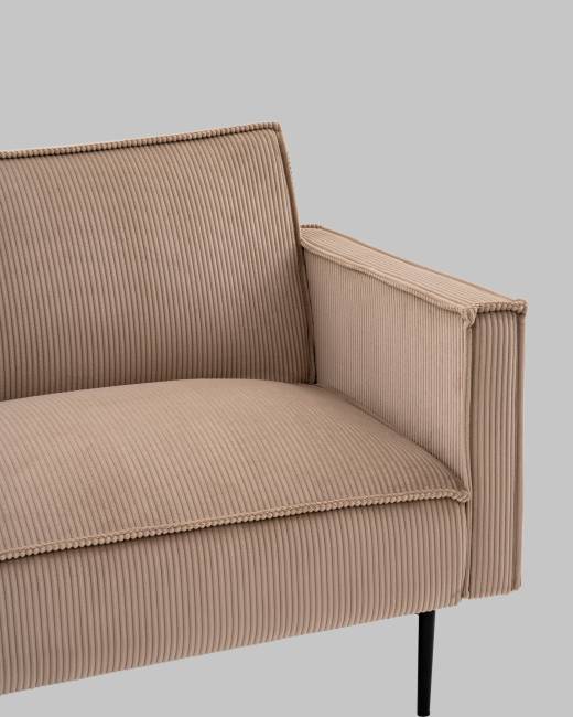 Диван прямой Кассель велюр рельефный бежевый