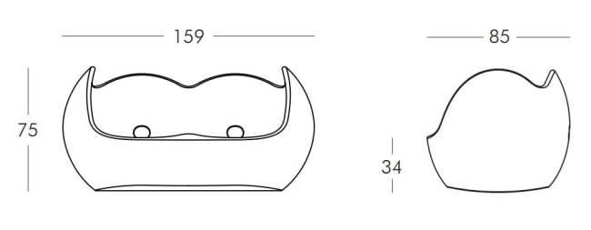 Диван пластиковый Blossy Standard лаймовый зеленый 1590x850х750 мм