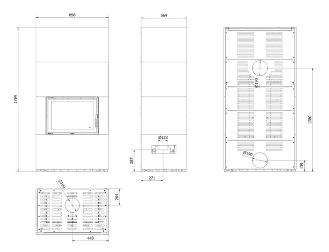 Каминокомплект Kratki PRO FLOKI NATURALI PIETRA DI SAVOIA PERLA BOCCIARDATA
