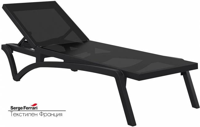 Шезлонг-лежак пластиковый Pacific черный 1930х680х350 мм Шезлонг-лежак пластиковый Pacific черный 1930х680х350 мм