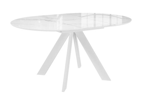 Стол DikLine SFC110 d1100 стекло Оптивайт Белый мрамор/подстолье белое/опоры белые