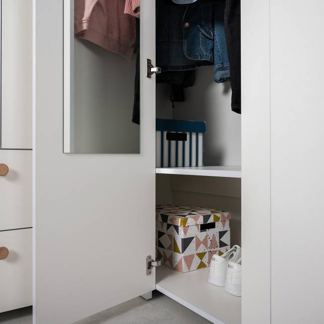 Шкаф угловой Джастин 13.229 цвет белый шагрень/дуб белый эксклюзив