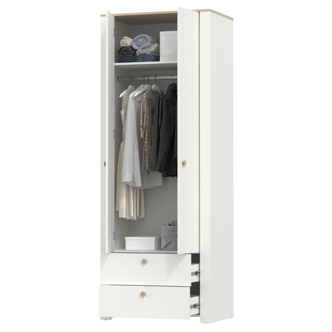 Шкаф для одежды с ящиками Джастин 13.339 цвет белый шагрень/дуб белый эксклюзив