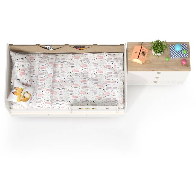 Детская кровать с ящиками и комод Эйп цвет белый/дуб белый Детская кровать с ящиками и комод Эйп цвет белый/дуб белый