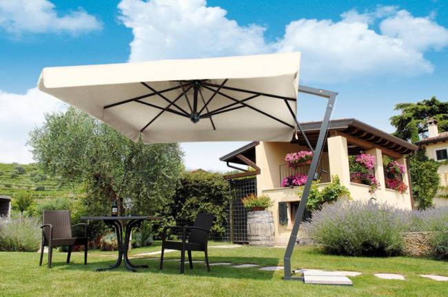 Зонт профессиональный 2х3 м Napoli Braccio антрацит, слоновая кость 2000х3000 мм