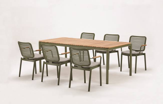 Стол обеденный деревянный Armona зеленый, натуральный 2000х1000х760 мм