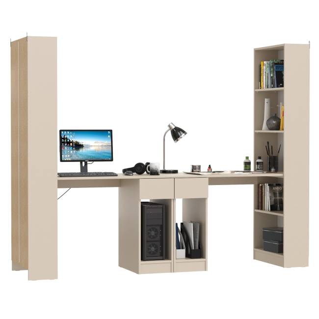 Лайт шкаф комбинированный с компьютерным столом 10.01 цвет сатин