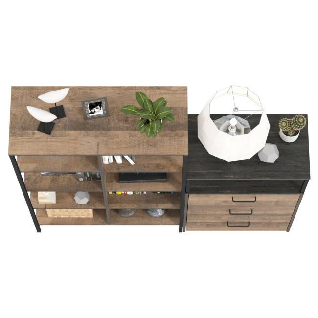 Стеллаж 13.151.02 с комодом с ящиками Трувор цвет дуб гранж песочный/интра Стеллаж 13.151.02 с комодом с ящиками Трувор цвет дуб гранж песочный/интра