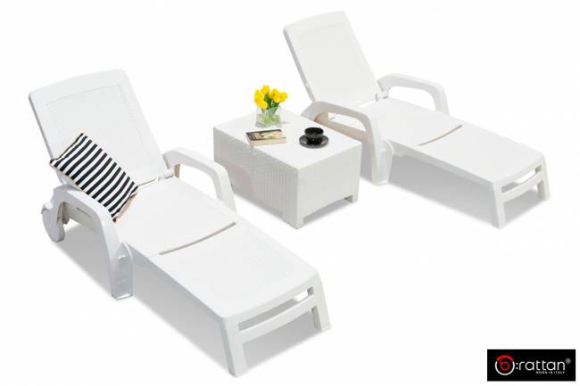 Шезлонг B:rattan МАЙАМИ / MIAMI складной, белый (дисконт)