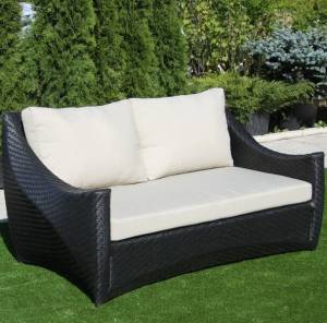 Диван 2-х местный "Скайлайн" из искусственного ротанга, черный, белый