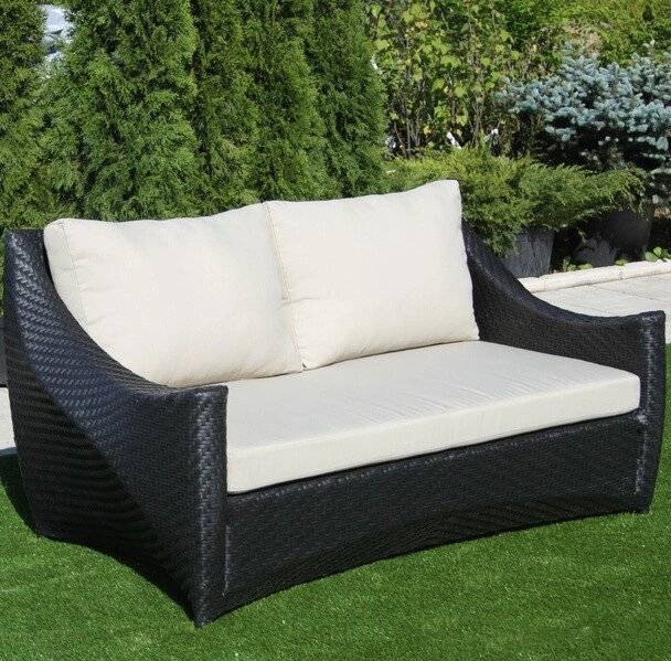 Диван 2-х местный "Скайлайн" из искусственного ротанга, черный, белый