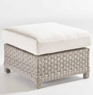 Пуф "Кефалония", из искусственного ротанга, белый, серый