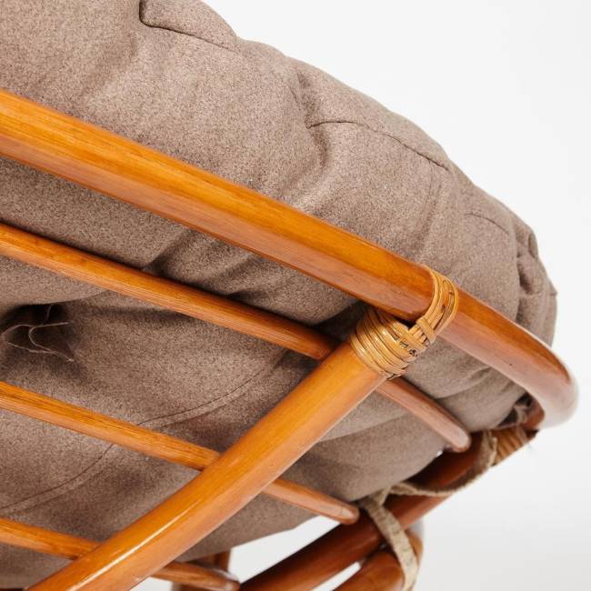 Кресло Папасан/Papasan (23/01 W) /с подушкой/ 115х101х104см, коньячный, экошерсть коричневый, 1811-5 Cognac (коньяк)