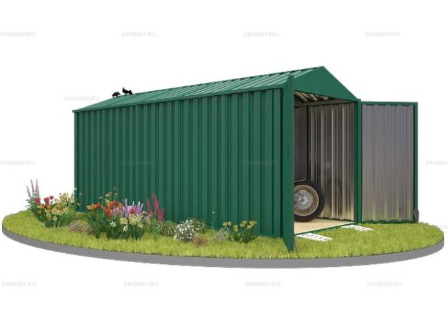 Хозблок SKOGGY секционный с двускатной крышей 5 х 2 м, зелёный мох Хозблок SKOGGY секционный с двускатной крышей 5 х 2 м, зелёный мох