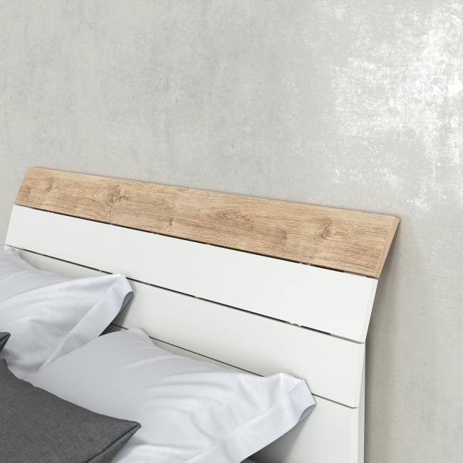 Комод четыре ящика Муссон и кровать со спальным местом 1600х200 цвет белый/дуб эндгрейн элегантный
