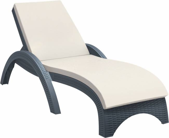Шезлонг пластиковый с матрасом GS 1009 (Fiji) антрацит, слоновая кость 1870x730x340 мм Шезлонг пластиковый с матрасом GS 1009 (Fiji) антрацит, слоновая кость 1870x730x340 мм