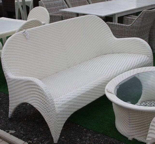 Диван 3-х местный "Монтана" из искусственного ротанга, белый, серый