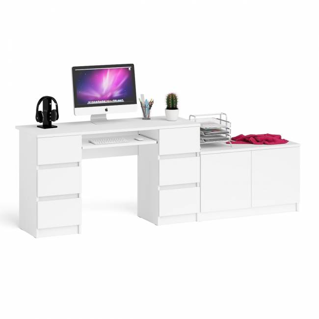 Двухтумбовый компьютерный стол Мори МС-2 с широкой тумбой на 900 цвет белый Двухтумбовый компьютерный стол Мори МС-2 с широкой тумбой на 900 цвет белый