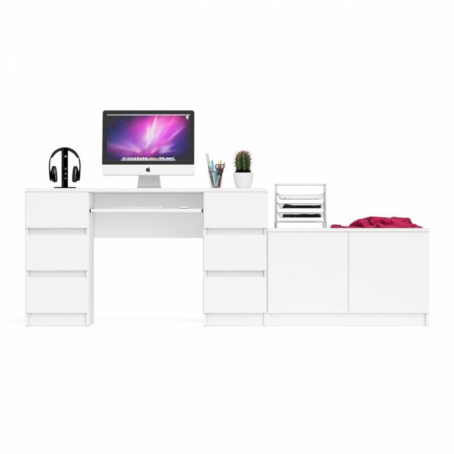 Двухтумбовый компьютерный стол Мори МС-2 с широкой тумбой на 900 цвет белый Двухтумбовый компьютерный стол Мори МС-2 с широкой тумбой на 900 цвет белый